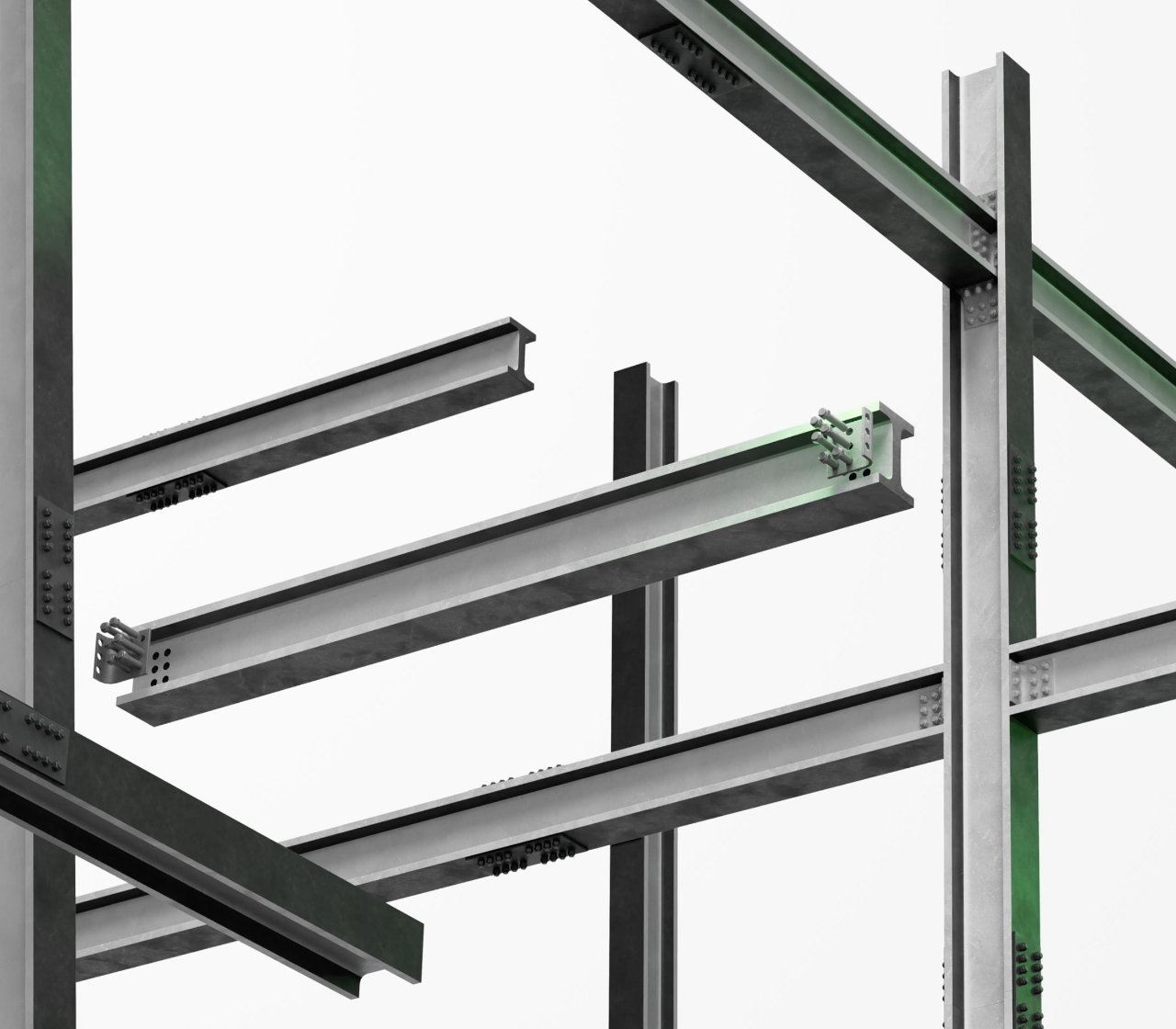 Rendered image of a construction project using Nucor steel