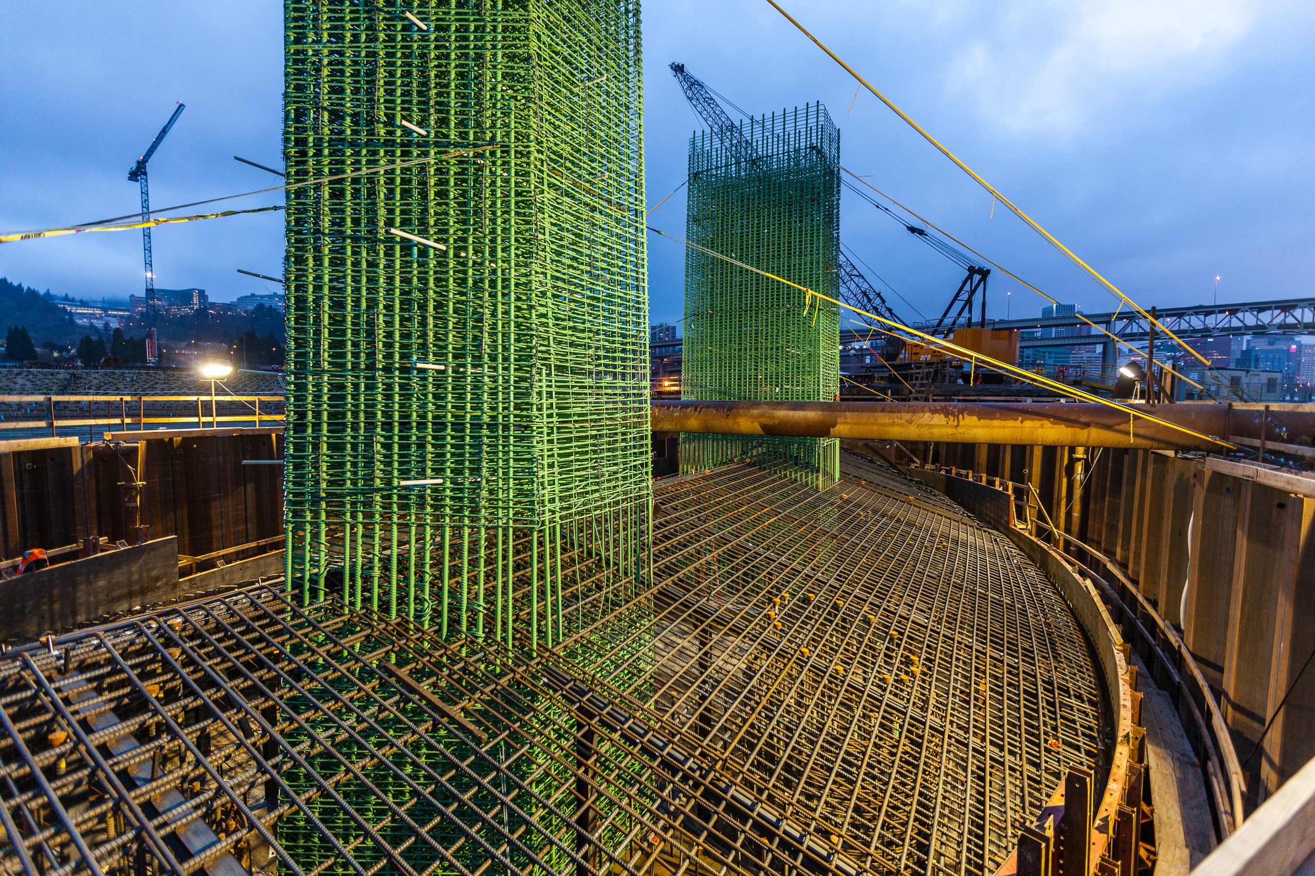 Photo of Nucor rebar fabrication and installation project under construction