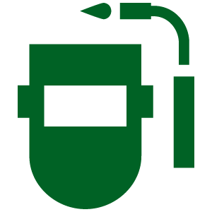 Nucor welding mask and welding tool green icon